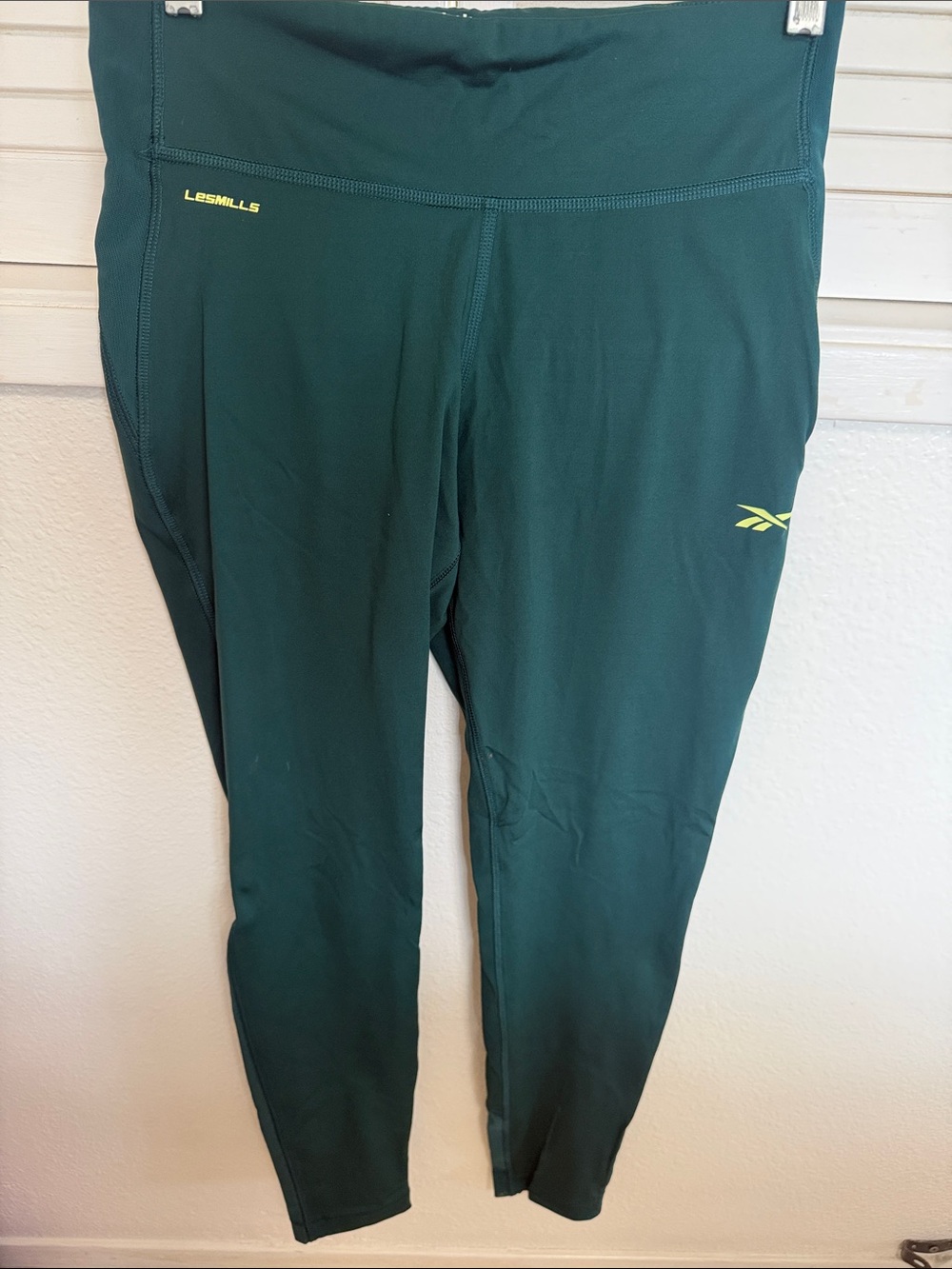Reebok Dark Green Performance Swim/Rash Leggings with Yellow Accents